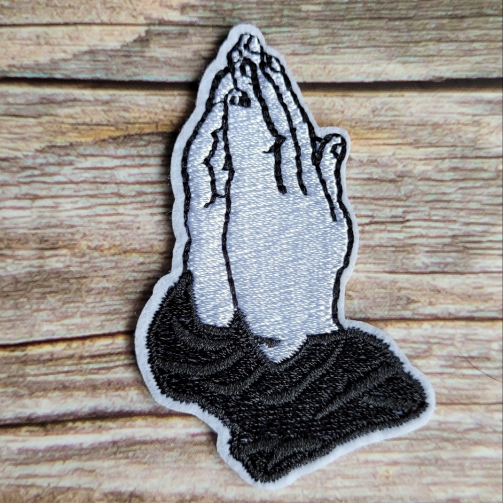 Praying Hands Jesus God Christian Iron-On Sew-On Patch